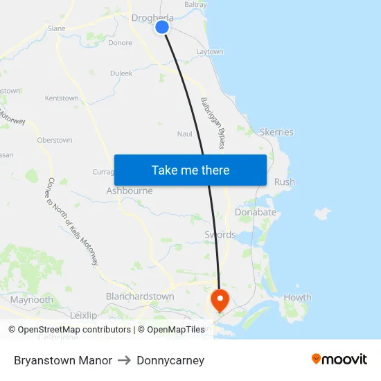 Bryanstown Manor to Donnycarney map