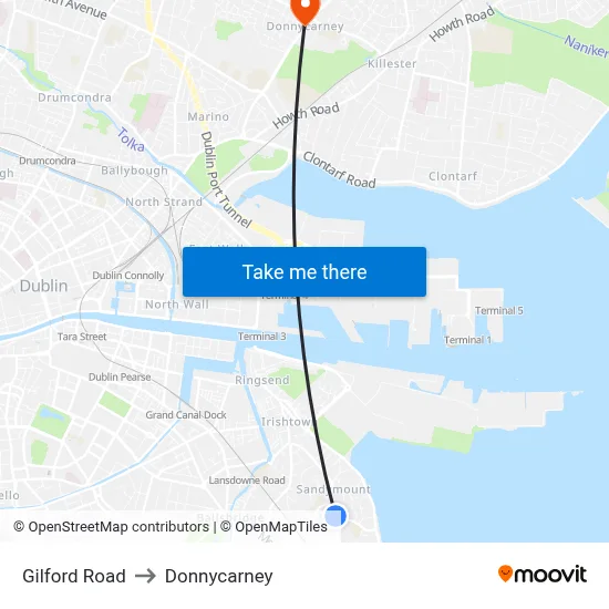 Gilford Road to Donnycarney map