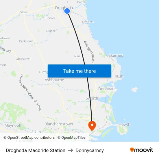 Drogheda Macbride Station to Donnycarney map