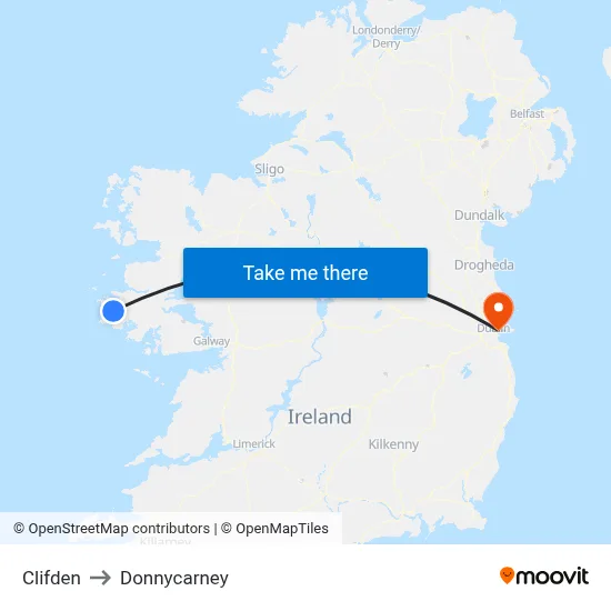 Clifden to Donnycarney map