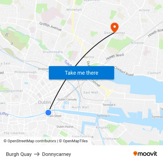Burgh Quay to Donnycarney map