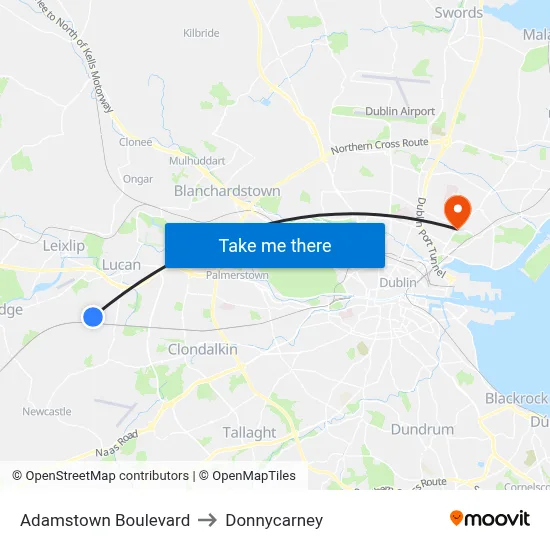 Adamstown Boulevard to Donnycarney map
