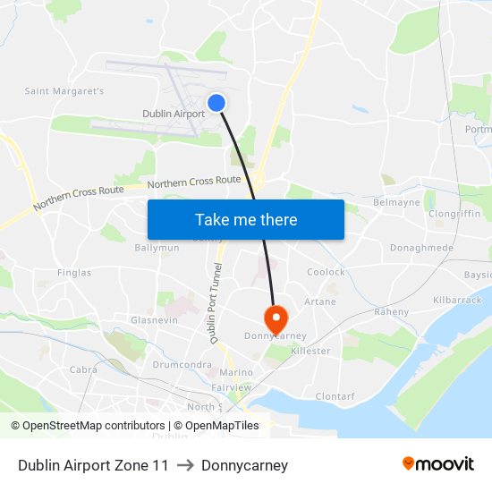 Dublin Airport Zone 11 to Donnycarney map