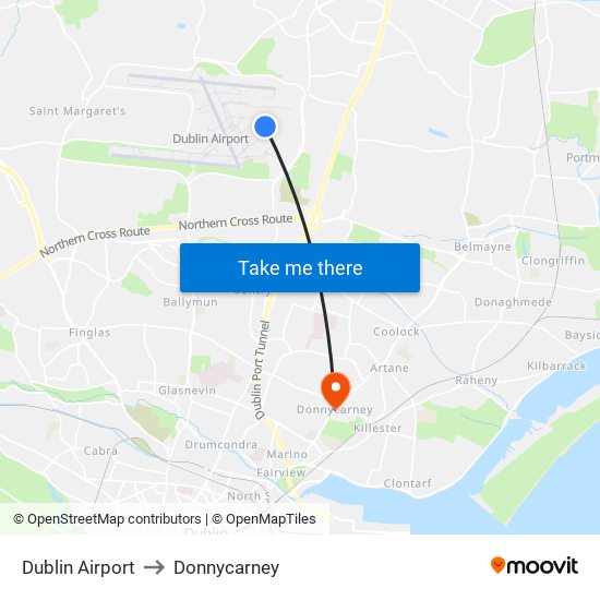 Dublin Airport to Donnycarney map