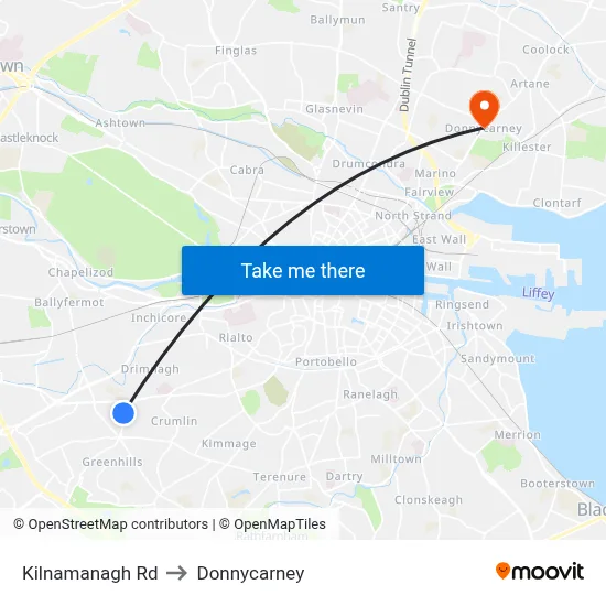 Kilnamanagh Rd to Donnycarney map