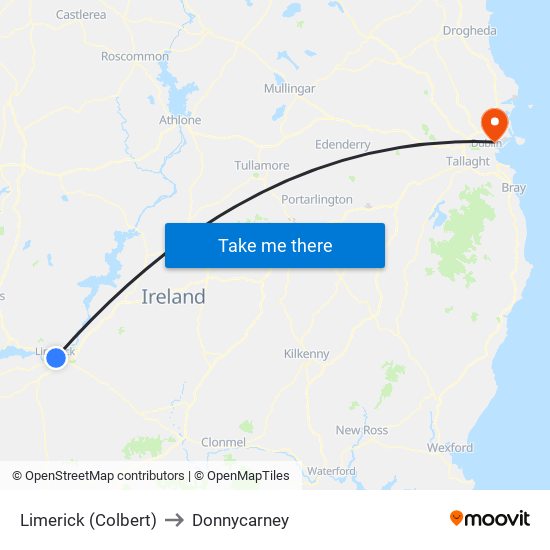 Limerick (Colbert) to Donnycarney map