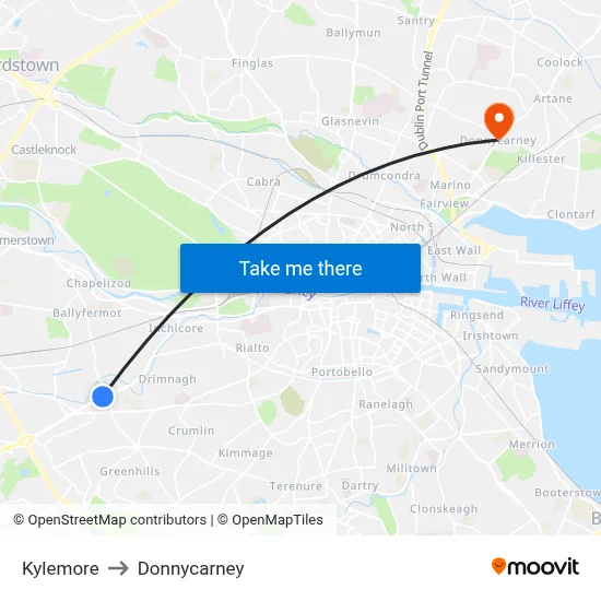 Kylemore to Donnycarney map