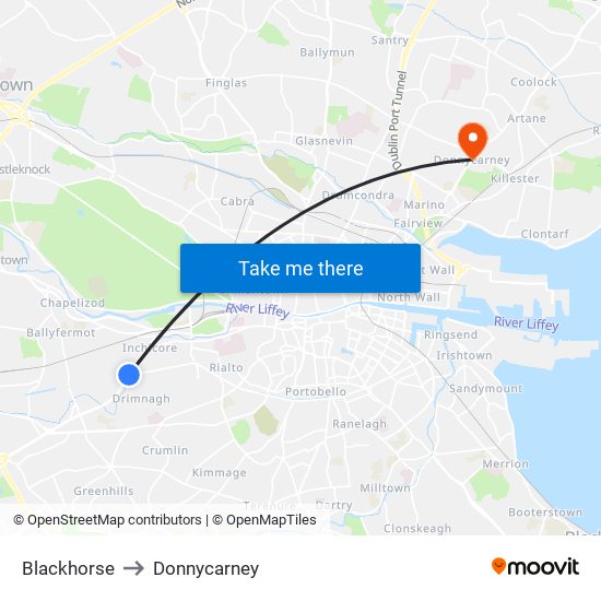 Blackhorse to Donnycarney map
