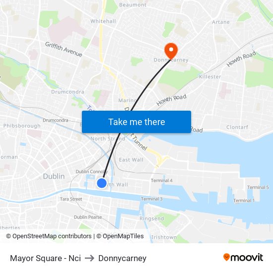 Mayor Square - Nci to Donnycarney map