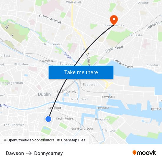 Dawson to Donnycarney map