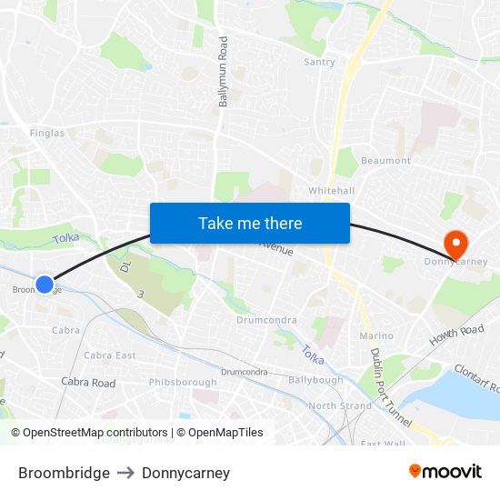 Broombridge to Donnycarney map