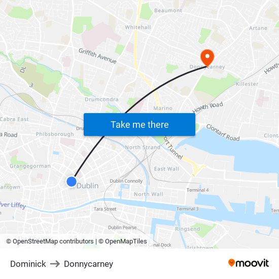 Dominick to Donnycarney map
