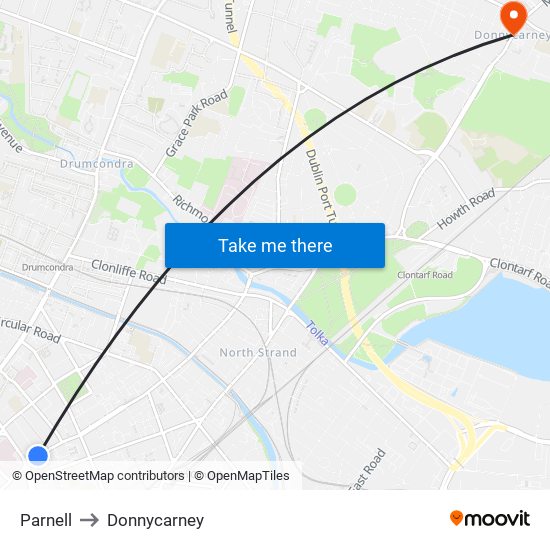 Parnell to Donnycarney map