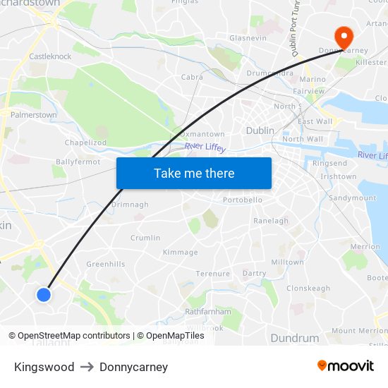 Kingswood to Donnycarney map