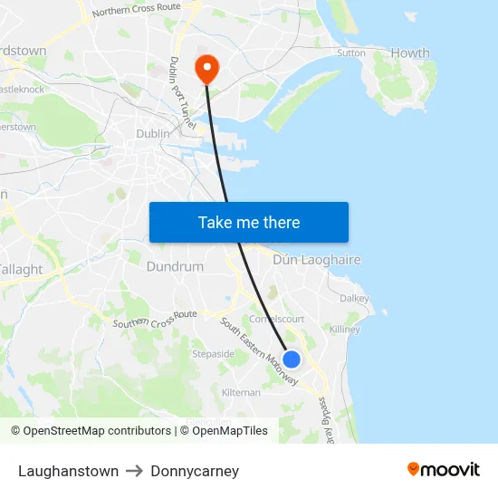 Laughanstown to Donnycarney map