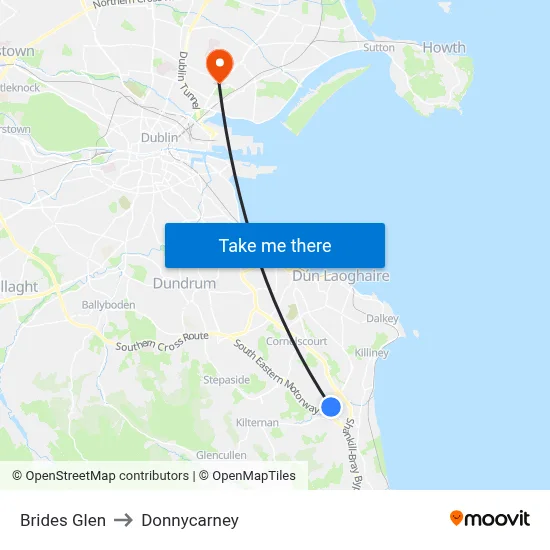 Brides Glen to Donnycarney map