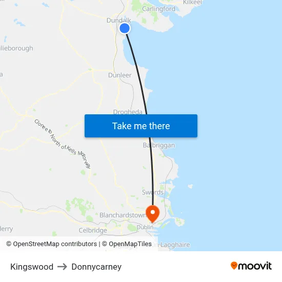 Kingswood to Donnycarney map