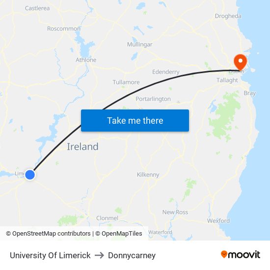 University Of Limerick to Donnycarney map