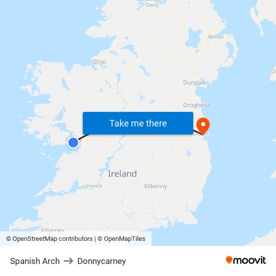 Spanish Arch to Donnycarney map