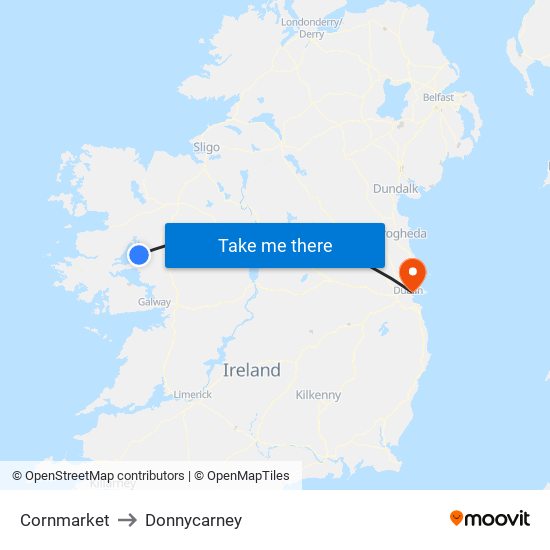 Cornmarket to Donnycarney map