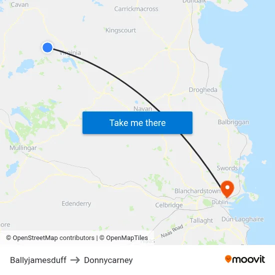 Ballyjamesduff to Donnycarney map