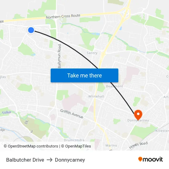Balbutcher Drive to Donnycarney map