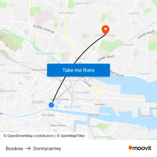 Busáras to Donnycarney map
