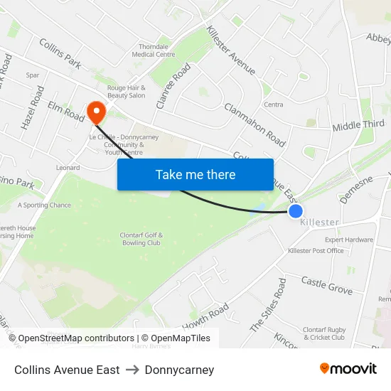 Collins Avenue East to Donnycarney map
