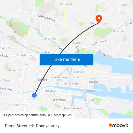Dame Street to Donnycarney map