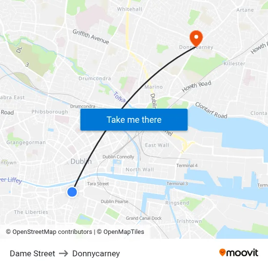 Dame Street to Donnycarney map