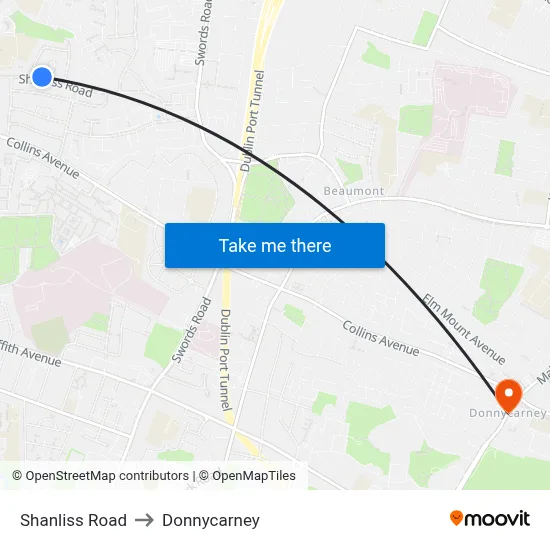 Shanliss Road to Donnycarney map