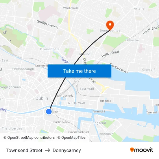Townsend Street to Donnycarney map