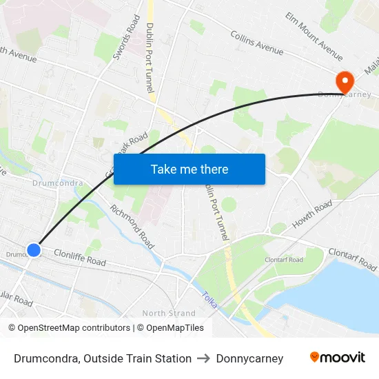 Drumcondra, Outside Train Station to Donnycarney map
