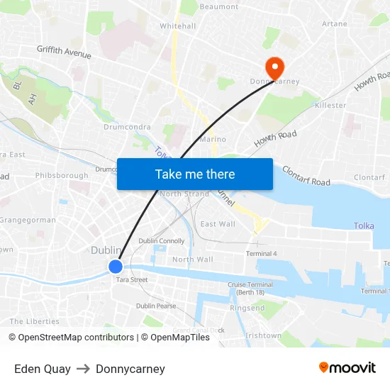 Eden Quay to Donnycarney map