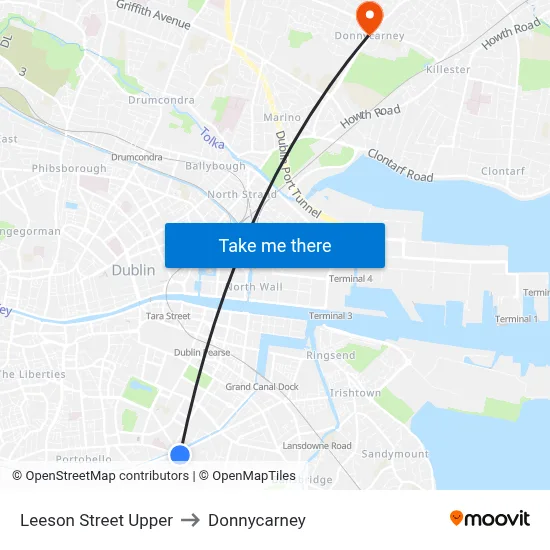 Leeson Street Upper to Donnycarney map