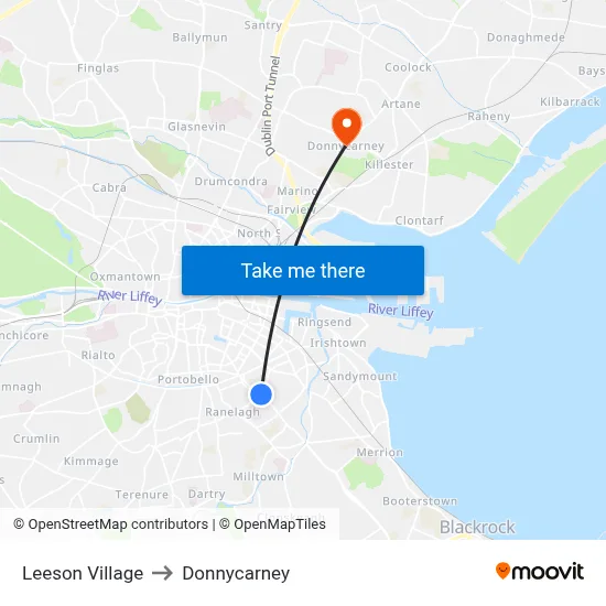 Leeson Village to Donnycarney map