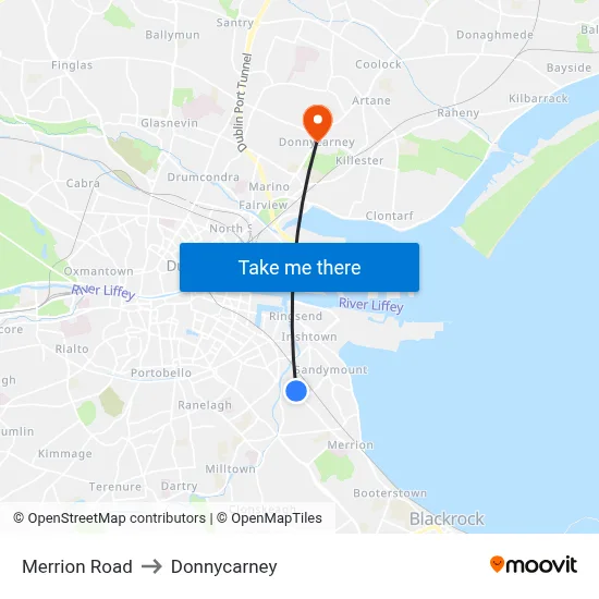 Merrion Road to Donnycarney map