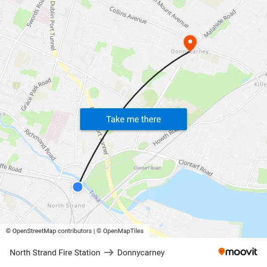 North Strand Fire Station to Donnycarney map