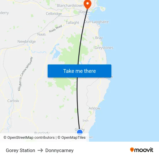 Gorey Station to Donnycarney map