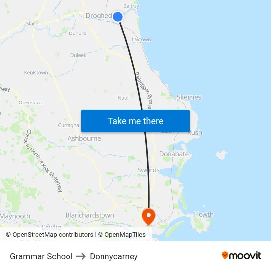Grammar School to Donnycarney map
