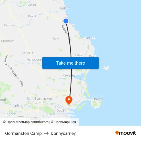 Gormanston Camp to Donnycarney map