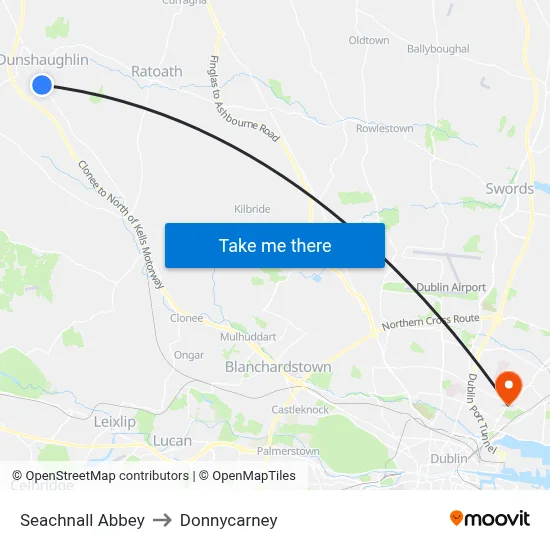 Seachnall Abbey to Donnycarney map