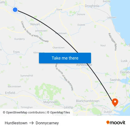 Hurdlestown to Donnycarney map