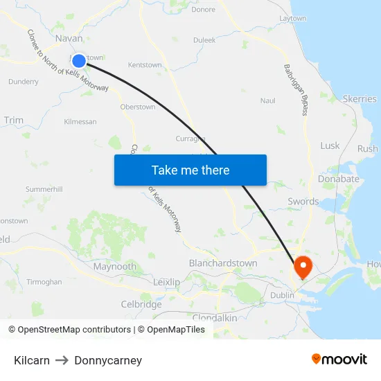 Kilcarn to Donnycarney map