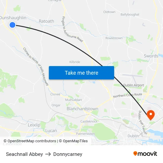 Seachnall Abbey to Donnycarney map