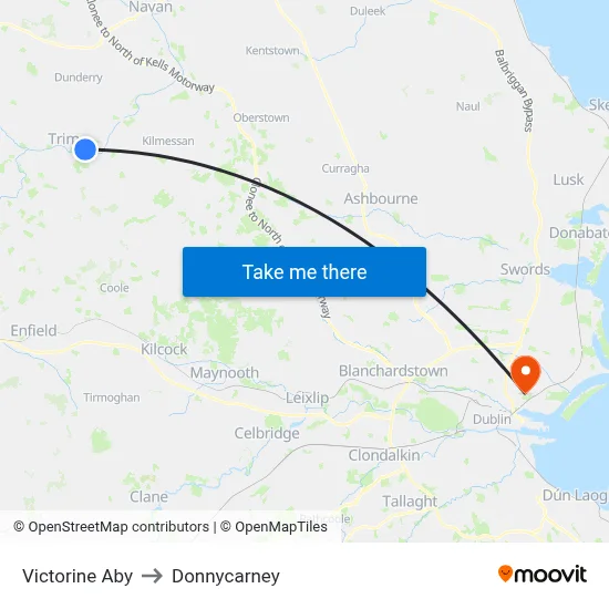 Victorine Aby to Donnycarney map