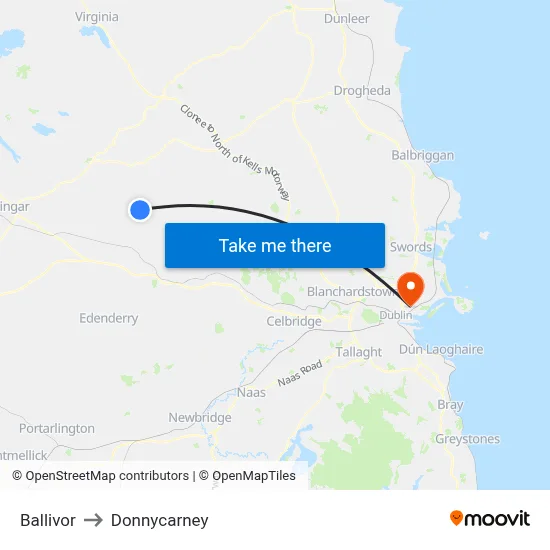 Ballivor to Donnycarney map