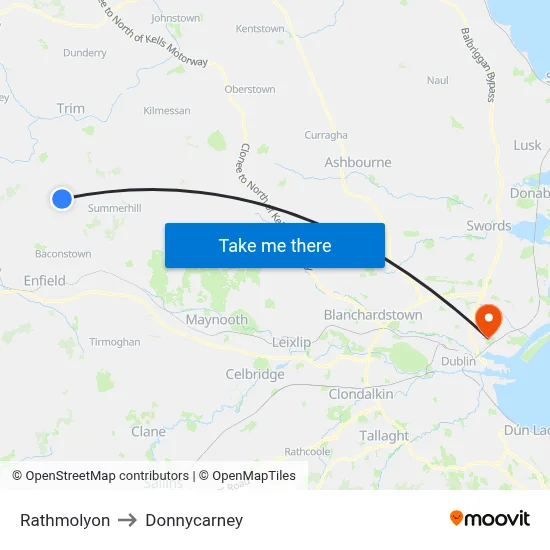 Rathmolyon to Donnycarney map