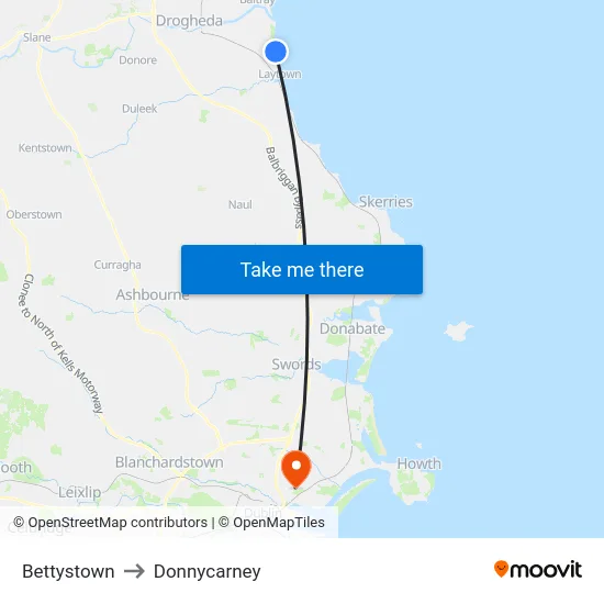 Bettystown to Donnycarney map