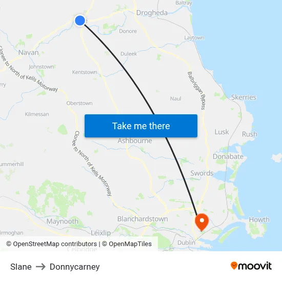 Slane to Donnycarney map